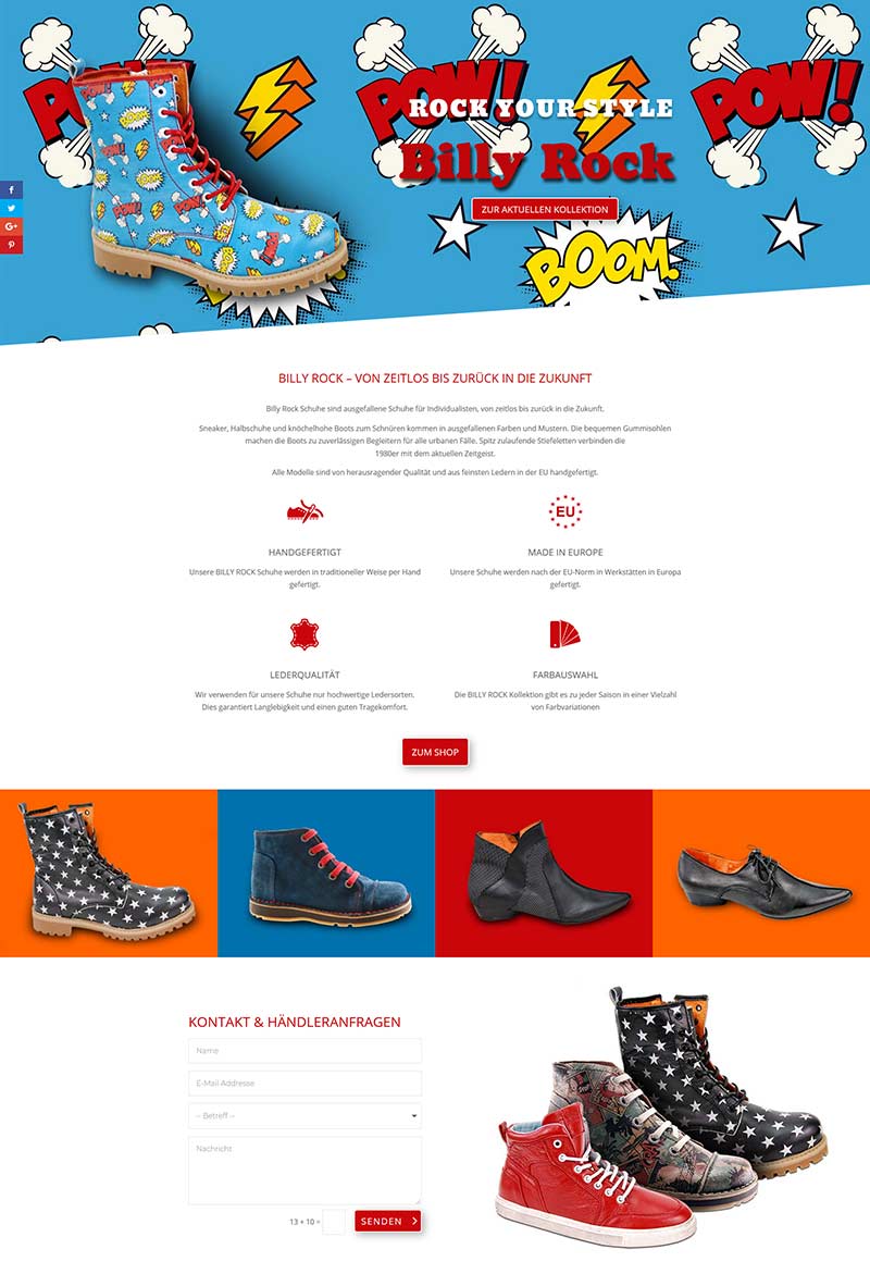 BILLY ROCK Shoes & Boots - Webseite und Poster